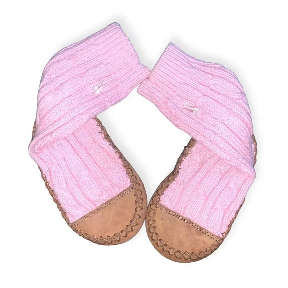 Polo by Ralph Lauren pink cable knit baby booties